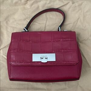 Michael Kors Burgundy Croc-Embossed Satchel